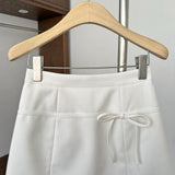 Maxbell Casual Short Skirt Bow Front A Line Skirt for Daily Wear Traveling Date White XL