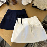 Maxbell Casual Short Skirt Bow Front A Line Skirt for Daily Wear Traveling Date White XL