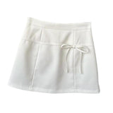 Maxbell Casual Short Skirt Bow Front A Line Skirt for Daily Wear Traveling Date White XL