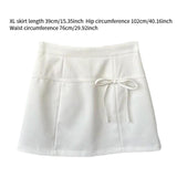Maxbell Casual Short Skirt Bow Front A Line Skirt for Daily Wear Traveling Date White XL
