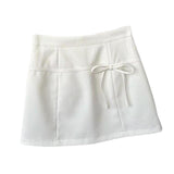 Maxbell Casual Short Skirt Bow Front A Line Skirt for Daily Wear Traveling Date White XL