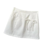 Maxbell Casual Short Skirt Bow Front A Line Skirt for Daily Wear Traveling Date White XL