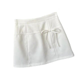 Maxbell Casual Short Skirt Bow Front A Line Skirt for Daily Wear Traveling Date White XL