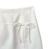 Maxbell Casual Short Skirt Bow Front A Line Skirt for Daily Wear Traveling Date White XL