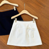 Maxbell Casual Short Skirt Bow Front A Line Skirt for Daily Wear Traveling Date White XL