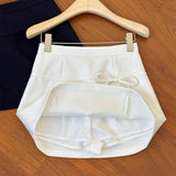 Maxbell Casual Short Skirt Bow Front A Line Skirt for Daily Wear Traveling Date White XL