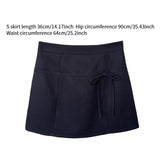 Maxbell Casual Short Skirt Bow Front A Line Skirt for Daily Wear Traveling Date Navy S