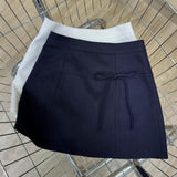 Maxbell Casual Short Skirt Bow Front A Line Skirt for Daily Wear Traveling Date Navy S