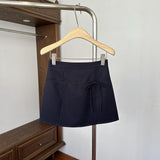 Maxbell Casual Short Skirt Bow Front A Line Skirt for Daily Wear Traveling Date Navy M