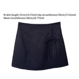 Maxbell Casual Short Skirt Bow Front A Line Skirt for Daily Wear Traveling Date Navy M
