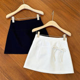 Maxbell Casual Short Skirt Bow Front A Line Skirt for Daily Wear Traveling Date Navy L