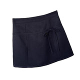 Maxbell Casual Short Skirt Bow Front A Line Skirt for Daily Wear Traveling Date Navy XL