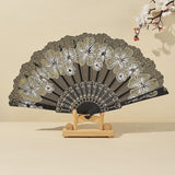 Maxbell 2x Folding Hand Fan Handmade Elegant Handheld Fan for Women Costume Weddings Red and Gold