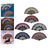 Maxbell 2x Folding Hand Fan Handmade Elegant Handheld Fan for Women Costume Weddings Red and Gold