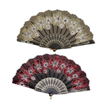 Maxbell 2x Folding Hand Fan Handmade Elegant Handheld Fan for Women Costume Weddings Red and Gold
