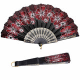 Maxbell 2x Folding Hand Fan Handmade Elegant Handheld Fan for Women Costume Weddings Red and Gold