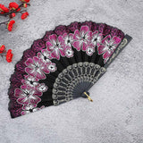 Maxbell 2x Folding Hand Fan Handmade Elegant Handheld Fan for Women Costume Weddings Blue and Pink