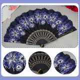 Maxbell 2x Folding Hand Fan Handmade Elegant Handheld Fan for Women Costume Weddings Blue and Pink