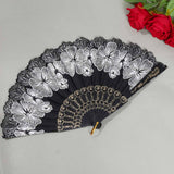 Maxbell 2x Folding Hand Fan Handmade Elegant Handheld Fan for Women Costume Weddings White and Purple