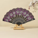 Maxbell 2x Folding Hand Fan Handmade Elegant Handheld Fan for Women Costume Weddings White and Purple