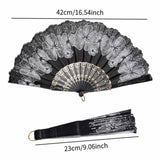 Maxbell 2x Folding Hand Fan Handmade Elegant Handheld Fan for Women Costume Weddings White and Purple