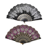 Maxbell 2x Folding Hand Fan Handmade Elegant Handheld Fan for Women Costume Weddings White and Purple