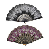 Maxbell 2x Folding Hand Fan Handmade Elegant Handheld Fan for Women Costume Weddings White and Purple