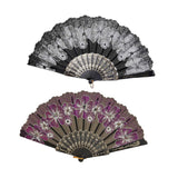 Maxbell 2x Folding Hand Fan Handmade Elegant Handheld Fan for Women Costume Weddings White and Purple