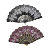 Maxbell 2x Folding Hand Fan Handmade Elegant Handheld Fan for Women Costume Weddings White and Purple