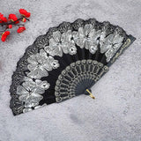 Maxbell 2x Folding Hand Fan Handmade Elegant Handheld Fan for Women Costume Weddings White and Purple