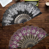 Maxbell 2x Folding Hand Fan Handmade Elegant Handheld Fan for Women Costume Weddings White and Purple