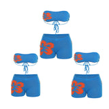 Maxbell 2Pcs Women Knitted Shorts Set Outfits Stylish Crochet Tube Crop Tops S