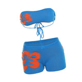 Maxbell 2Pcs Women Knitted Shorts Set Outfits Stylish Crochet Tube Crop Tops S