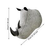Maxbell 3D Animal Head Wall Decor Christmas Gift Dorm Stuffed Animal Head Wall Mount Rhino 23X27CM