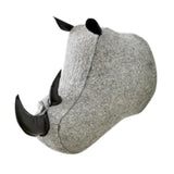 Maxbell 3D Animal Head Wall Decor Christmas Gift Dorm Stuffed Animal Head Wall Mount Rhino 23X27CM
