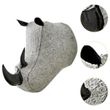 Maxbell 3D Animal Head Wall Decor Christmas Gift Dorm Stuffed Animal Head Wall Mount Rhino 23X27CM