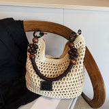 Maxbell Crochet Beach Casual Hollow Classic Shoulder Bag for Daily Everyday Work Black