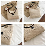 Maxbell Crochet Beach Casual Hollow Classic Shoulder Bag for Daily Everyday Work Black