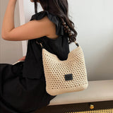 Maxbell Crochet Beach Casual Hollow Classic Shoulder Bag for Daily Everyday Work Black