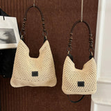 Maxbell Crochet Beach Casual Hollow Classic Shoulder Bag for Daily Everyday Work Black
