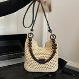 Maxbell Crochet Beach Casual Hollow Classic Shoulder Bag for Daily Everyday Work Black