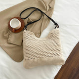 Maxbell Crochet Beach Casual Hollow Classic Shoulder Bag for Daily Everyday Work Black