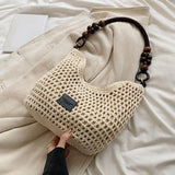 Maxbell Crochet Beach Casual Hollow Classic Shoulder Bag for Daily Everyday Work Black