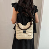 Maxbell Crochet Beach Casual Hollow Classic Shoulder Bag for Daily Everyday Work Black