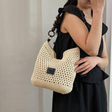 Maxbell Crochet Beach Casual Hollow Classic Shoulder Bag for Daily Everyday Work Black