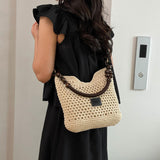Maxbell Crochet Beach Casual Hollow Classic Shoulder Bag for Daily Everyday Work Black