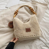 Maxbell Crochet Beach Casual Hollow Classic Shoulder Bag for Daily Everyday Work Brown