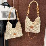 Maxbell Crochet Beach Casual Hollow Classic Shoulder Bag for Daily Everyday Work Brown