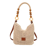 Maxbell Crochet Beach Casual Hollow Classic Shoulder Bag for Daily Everyday Work Brown
