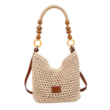 Maxbell Crochet Beach Casual Hollow Classic Shoulder Bag for Daily Everyday Work Brown